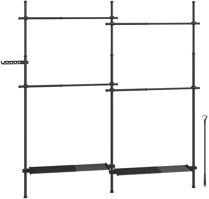 Songmics Drabužių lentyna 33,5 x (162-238) x (208-310) cm matinė juoda