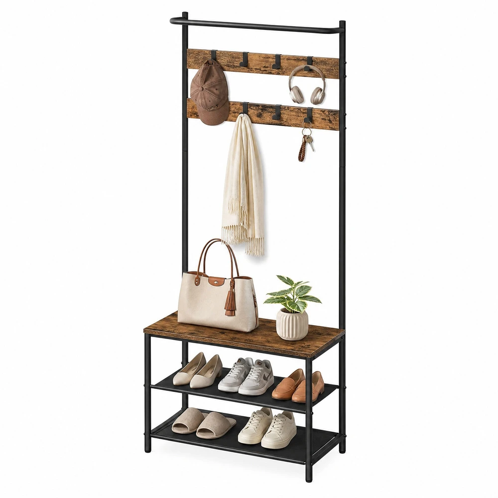 Songmics Drabužių kabykla su suoliuku VASAGLE, 32,2x64x180 cm