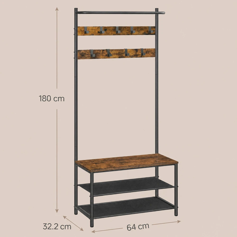 Songmics Drabužių kabykla su suoliuku VASAGLE, 32,2x64x180 cm