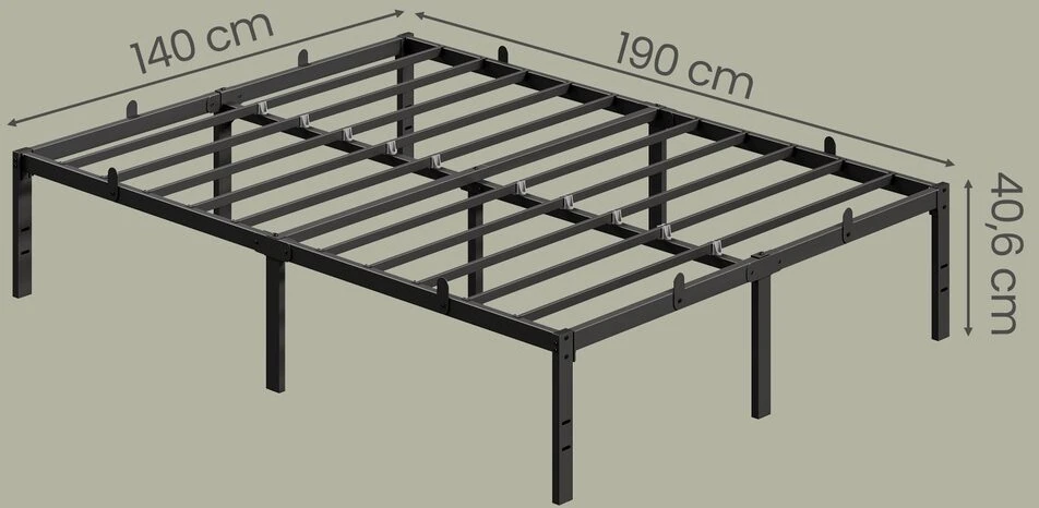 Songmics Dvivietės lovos rėmas su daiktų laikymo dėže po lova, 140 x 190 cm, juodas