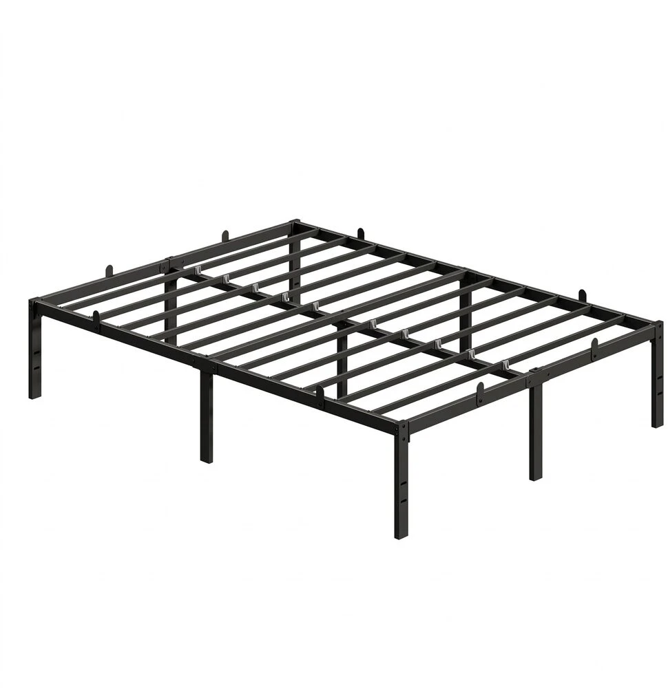 Songmics Dvivietės lovos rėmas su daiktų laikymo dėže po lova, 140 x 190 cm, juodas