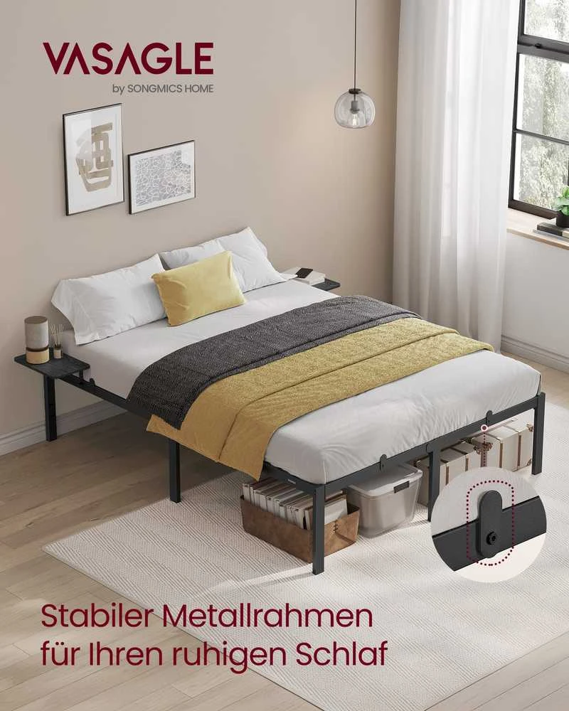 Songmics Vasagle 140 x 200 cm lova su metalinėmis lentynomis