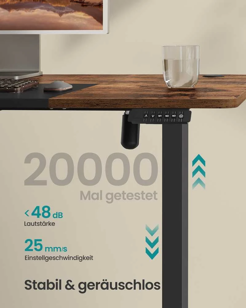 Songmics Reguliuojamo aukščio rašomasis stalas vintage rudai juodas