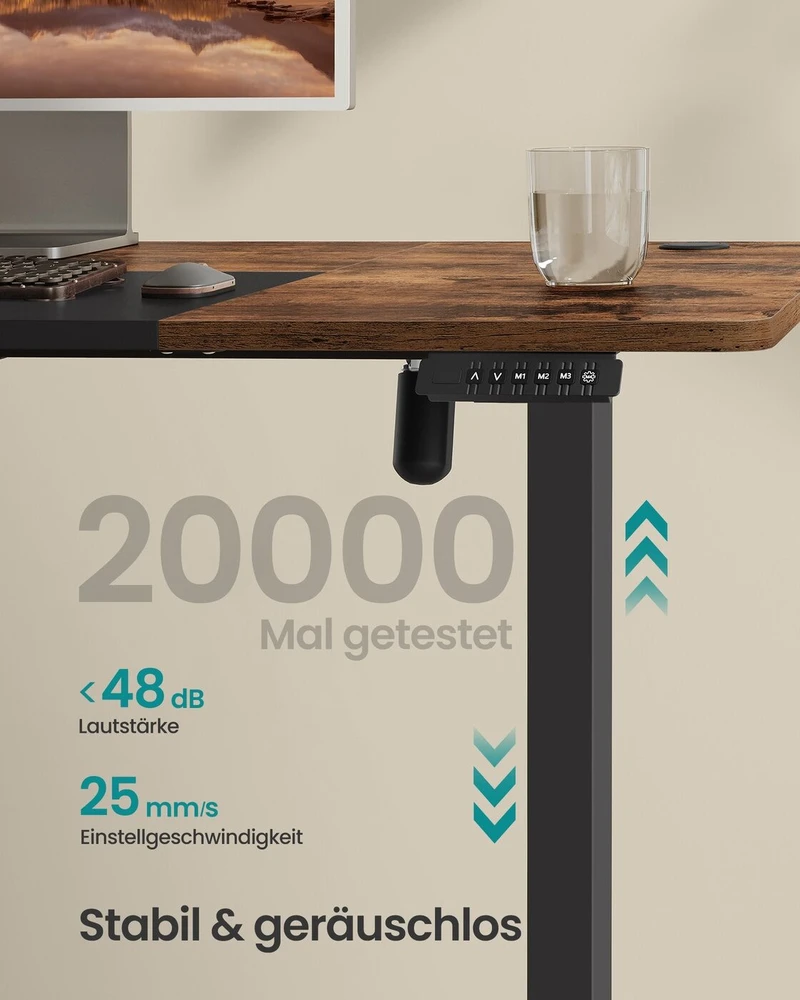 Songmics Reguliuojamo aukščio rašomasis stalas vintage rudai juodas