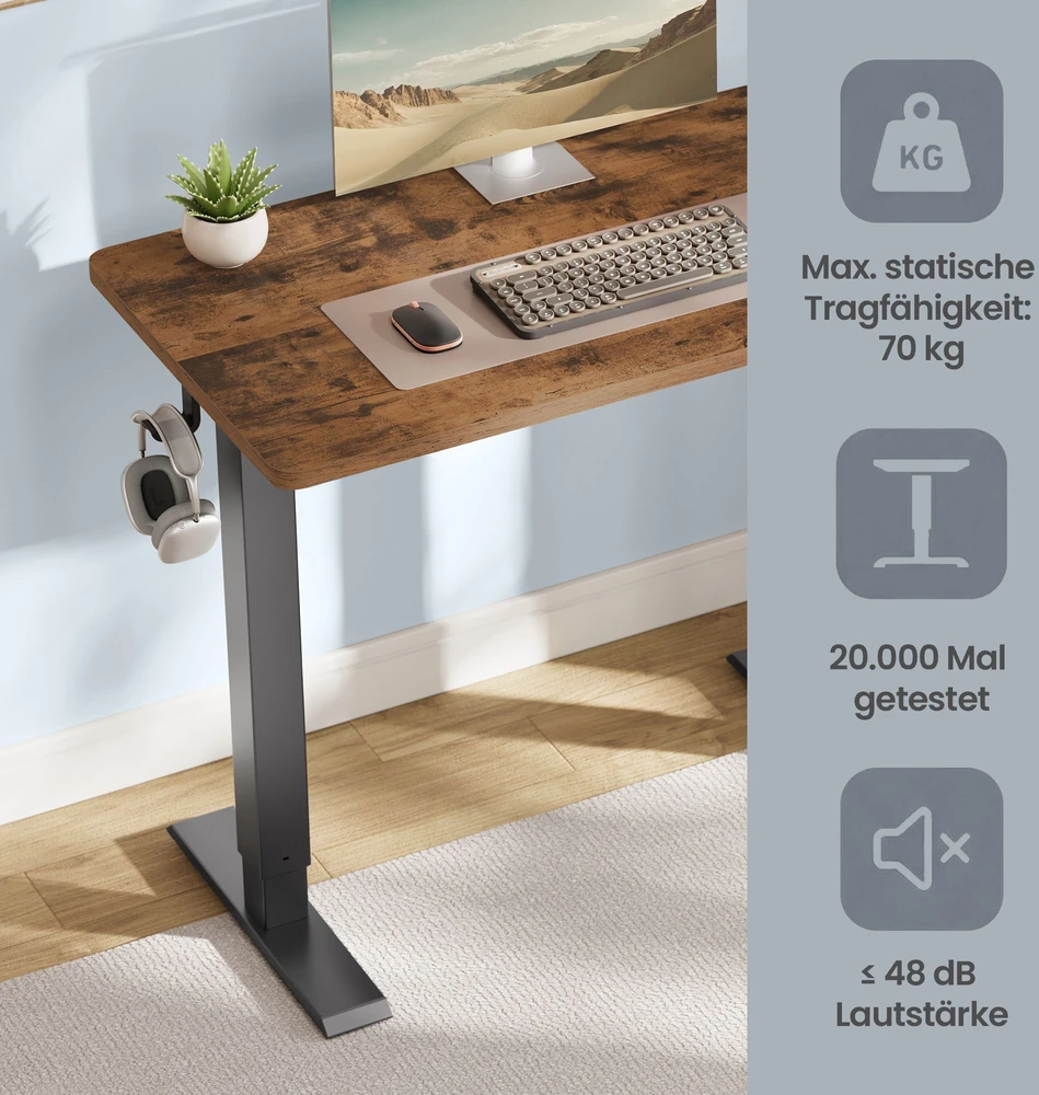 Songmics Reguliuojamo aukščio stalas 80 x 50 cm