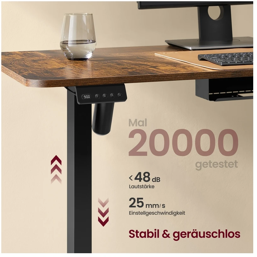 Stabilus VASAGLE Elektra reguliuojamo aukščio kampinis stalas su įkrovimo stotele