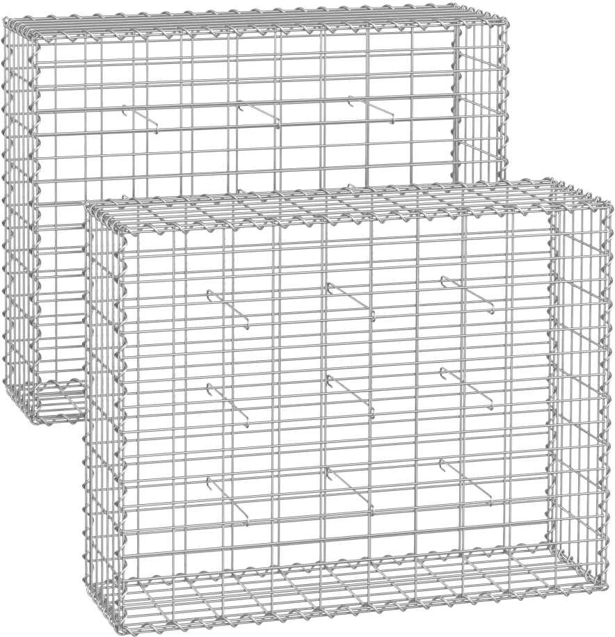 Songmics Gabionų krepšiai 100 x 80 x 30 cm, 2 vnt., sidabriniai