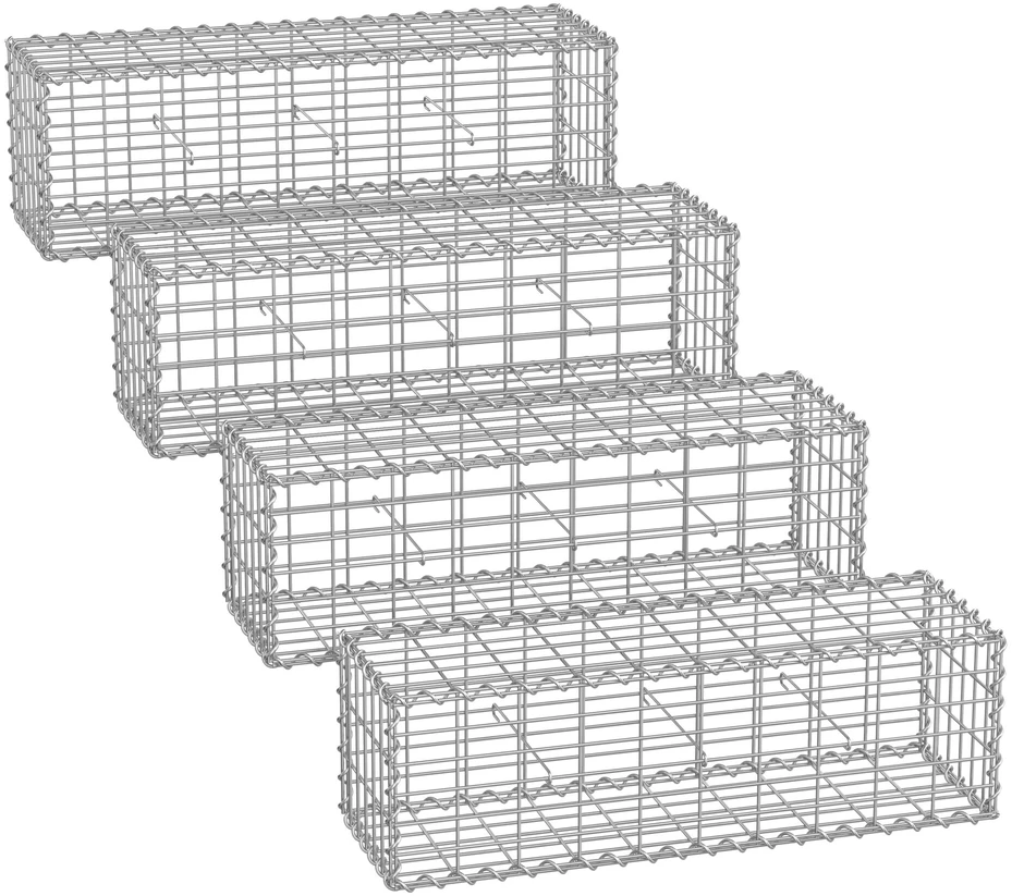 SONGMICS gabionų krepšiai su 5 x 10 cm akių dydžiu akmenims, 4 vnt. rinkinys