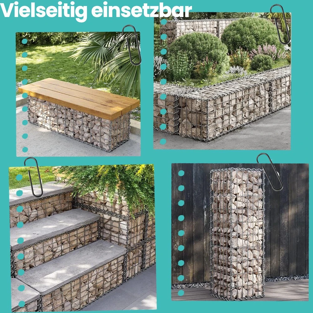 SONGMICS Gabion krepšys, metalinis akmenų krepšys su 5 x 10 cm akių dydžiu sienų akmenims