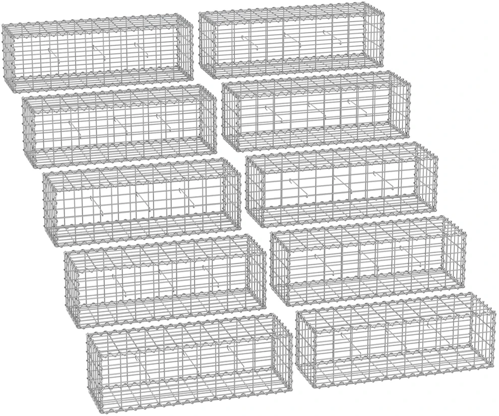 SONGMICS gabionų krepšiai su 5 x 10 cm akių dydžiu akmenims, 10 vnt. rinkinys