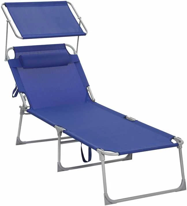 Songmics Gartenliege mit Blende Dunkelblau
