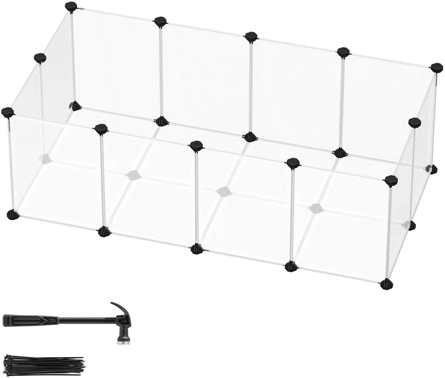 Songmics Gyvūnų aptvaras su grindų plokštėmis, 125x63x42 cm