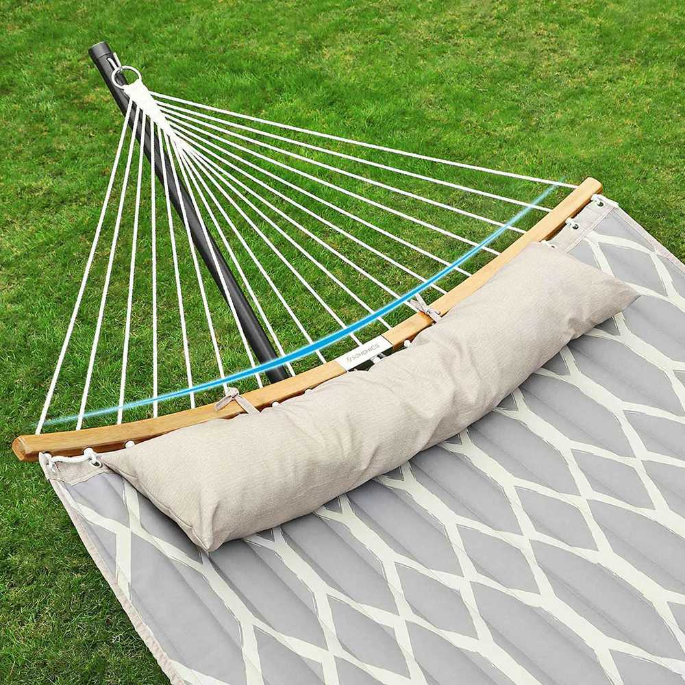 SONGMICS dygsniuotas hamakas su bambukiniais skersiniais 200 x 140 cm, 225 kg GDC034G02