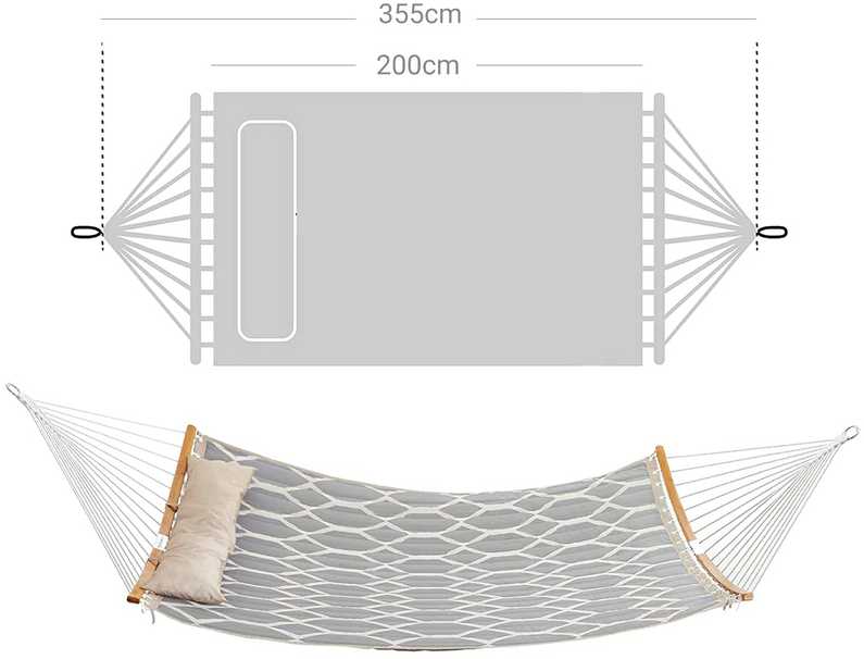 SONGMICS dygsniuotas hamakas su bambukiniais skersiniais 200 x 140 cm, 225 kg GDC034G02