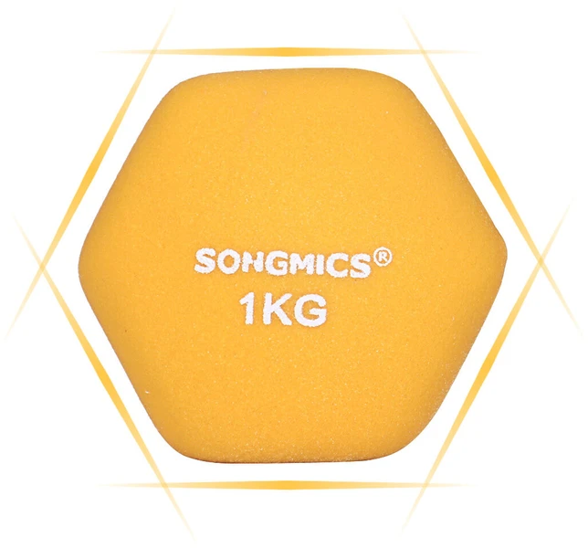 Songmics Hanteliai 2 x 1kg geltonos spalvos