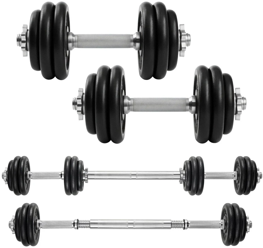 Songmics Hanteliai, 2 x 15 kg ketaus hantelių rinkinys, reguliuojamas