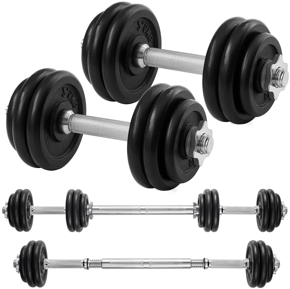 Songmics Hanteliai, 2 x 15 kg ketaus hantelių rinkinys, reguliuojamas
