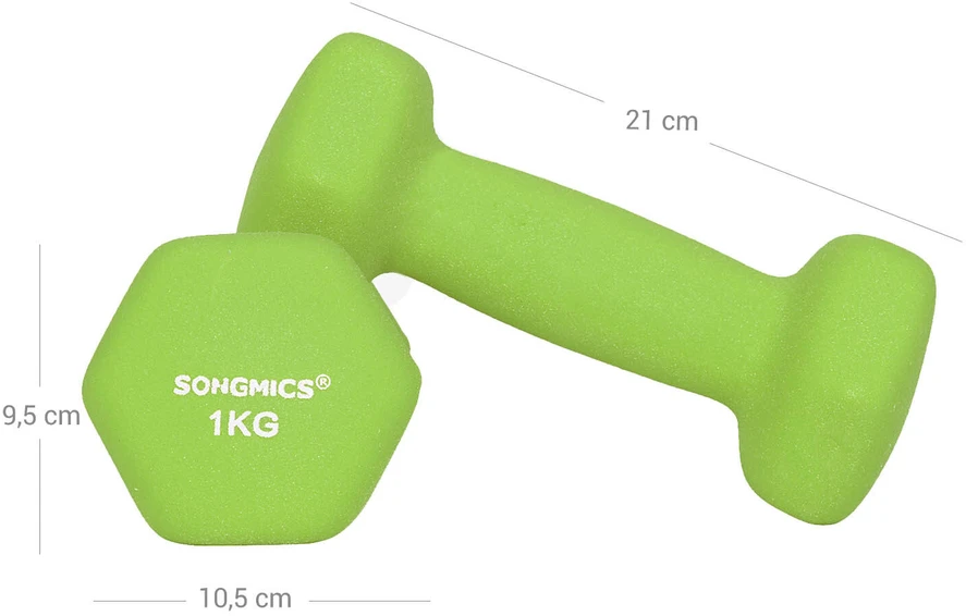 Songmics Hantel-Set 1, 2, 3kg Grau-Grün