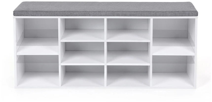 Songmics VASAGLE batų suoliukas su paminkštinta sėdyne, 10 skyrių, 104 × 30 × 48 cm, LHS10WT