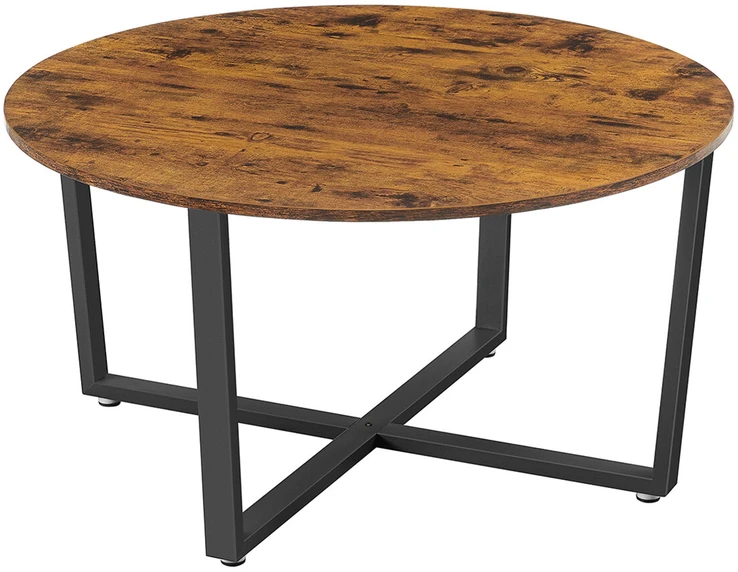 Songmics Kavos staliukas apvalus su reguliuojamomis kojelėmis, rudas ir juodas, 88 x 47 cm
