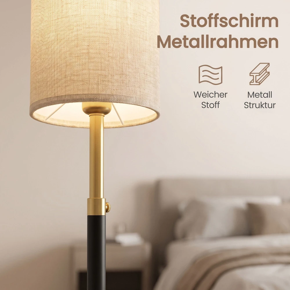 Songmics RGB LED reguliuojamo aukščio toršeras, juodas, 25 x 25 x 148–178 cm