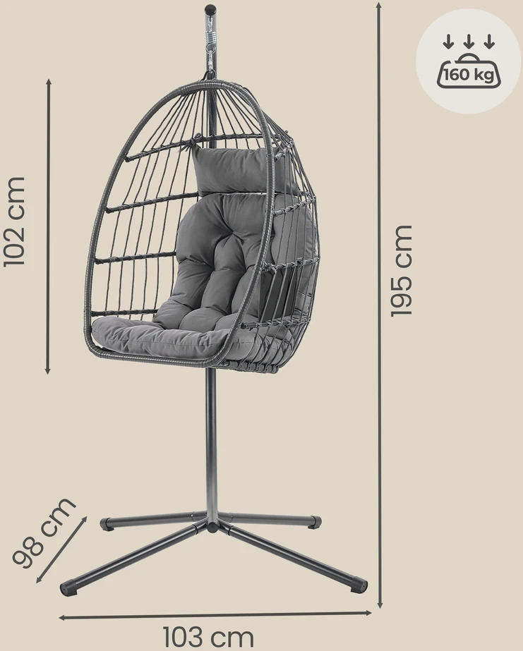 Songmics Sūpama kėdė 98 x 103 x 195 cm