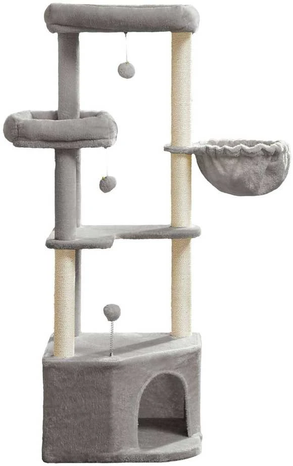 Songmics Kačių draskyklė su pliušiniais kamuoliukais 140,7 cm