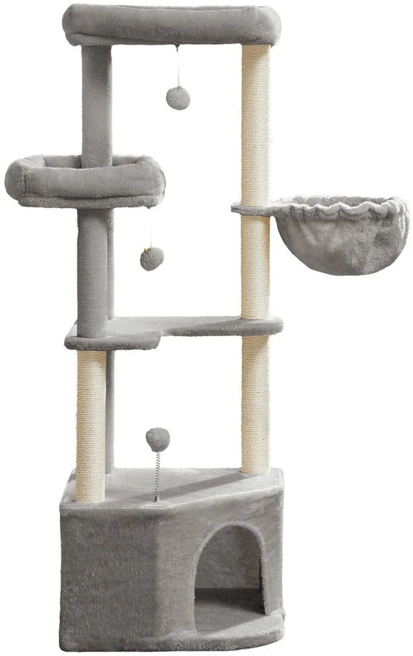 Songmics Kačių draskyklė su pliušiniais kamuoliukais 140,7 cm