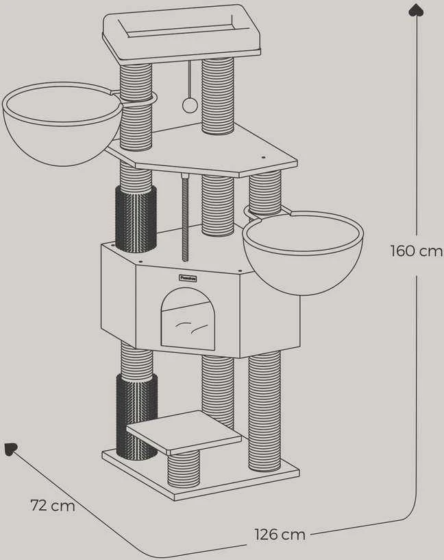 Songmics Kačių draskyklė su platformomis 160 cm kreminė-béžinė
