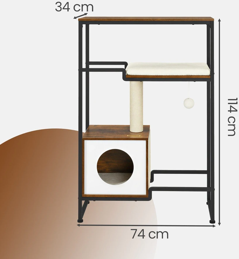 Songmics Kačių draskyklė su pliušinėmis pagalvėmis 114 cm