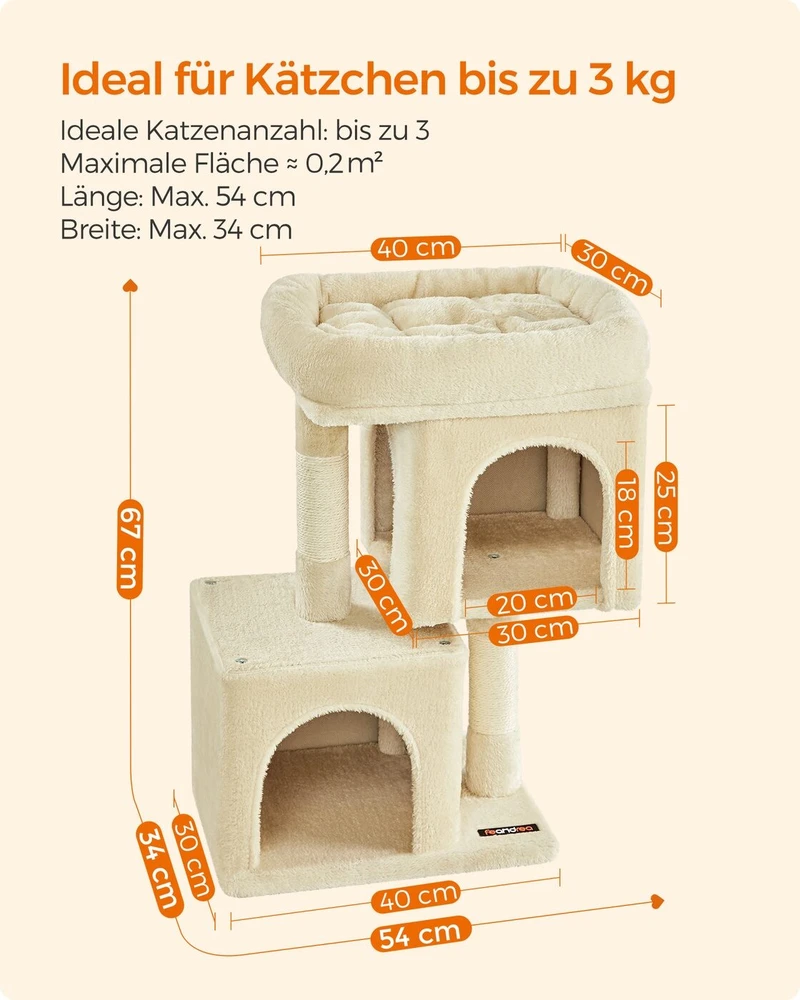 Songmics Feandrea 67 cm kačių medis mažas smėlio spalvos
