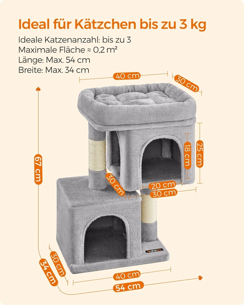Songmics Feandrea 67 cm kačių medis mažas šviesiai pilkas