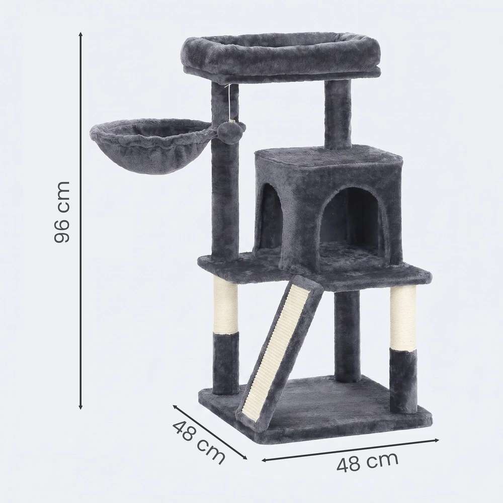 Songmics Kačių draskyklė 96 cm, su urvu ir gultu