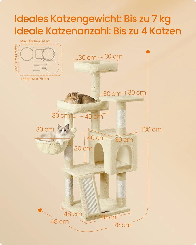 Songmics Kačių draskyklė 136 cm