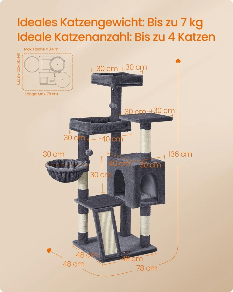 Songmics Kačių draskyklė 136 cm