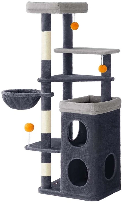 Songmics Kačių draskyklė su urveliais ir platformomis 152cm