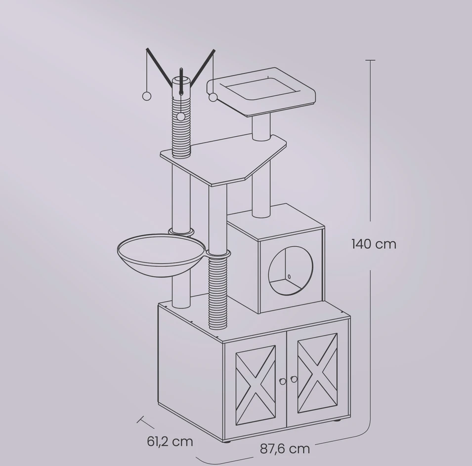Songmics Kačių draskyklė su integruota tualeto spinta 140 cm