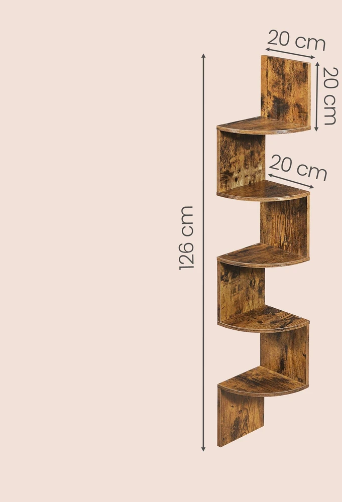 Songmics Kampinė lentyna, 5 lygiai, 20x20x126 cm