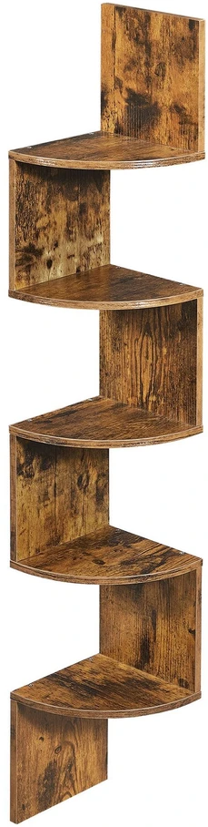 Songmics Kampinė lentyna, 5 lygiai, 20x20x126 cm