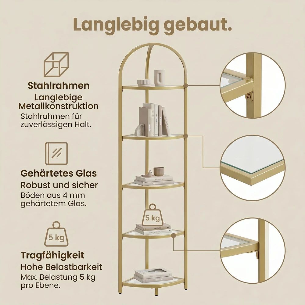 Songmics VASAGLE 5 pakopų stovinti lentynos, kampinės lentynos, knygų lentynos