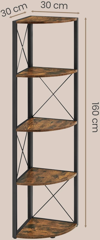 Songmics Kampinė lentyna VASAGLE, 5 lygiai, 160 cm