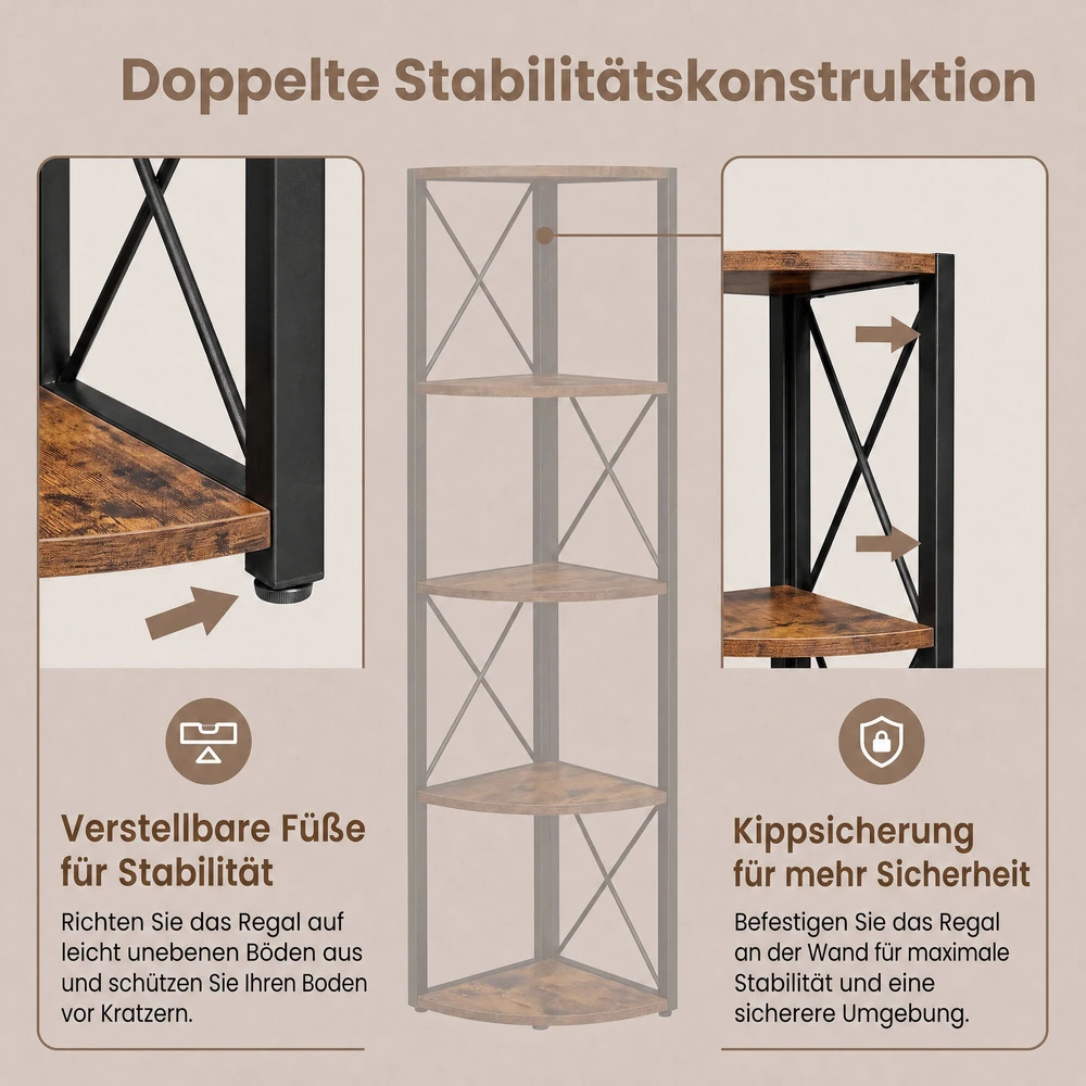 Songmics Kampinė lentyna VASAGLE, 5 lygiai, 160 cm