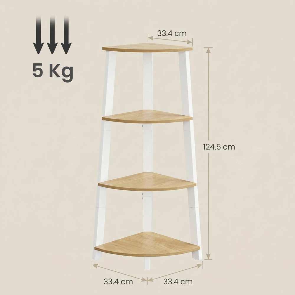 Songmics Kampinė lentyna VASAGLE, 33,4x33,4x125 cm, 4 lygiai