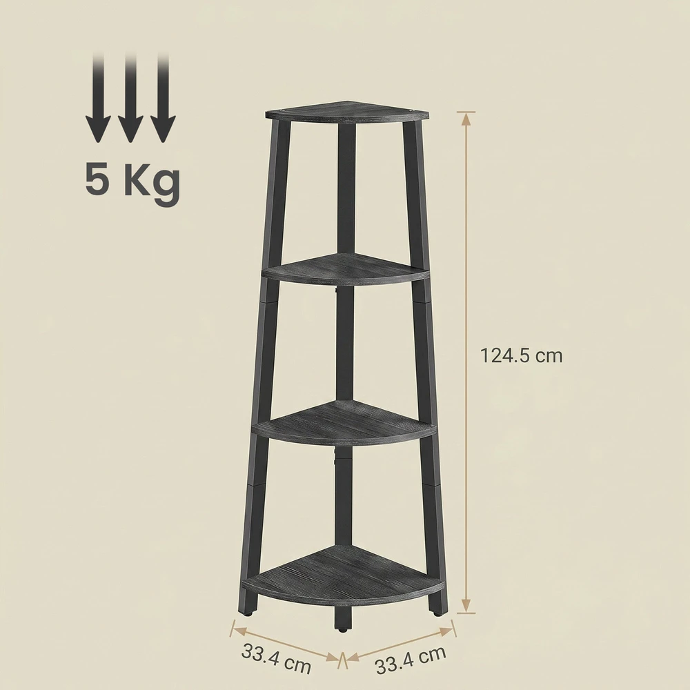 Songmics Kampinė lentyna 33,4x33,4x125 cm