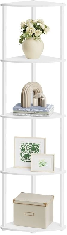 SONGMICS HOME Ypač greitas surinkimas be įrankių, kampinė 5 lygių lentynų sistema, stacionari lentynų sistema, 38,3 x 27 x 139 cm, svetainė, miegamasis, virtuvė, vintage ruda