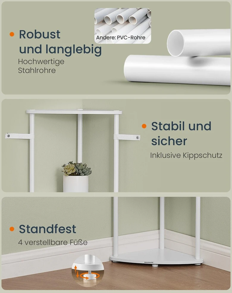 SONGMICS HOME Ypač greitas surinkimas be įrankių, kampinė 5 lygių lentynų sistema, stacionari lentynų sistema, 38,3 x 27 x 139 cm, svetainė, miegamasis, virtuvė, vintage ruda