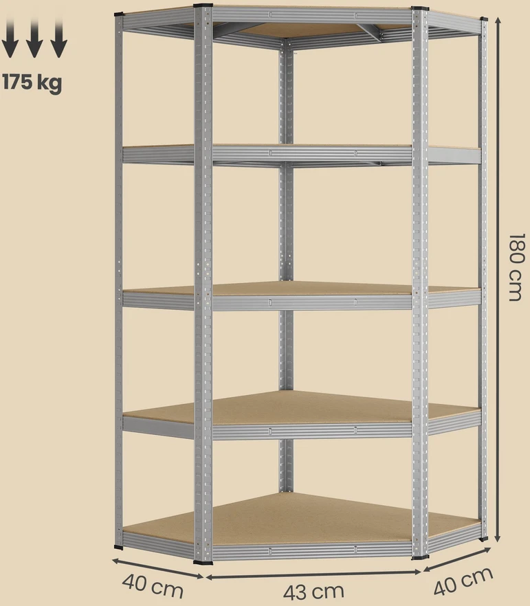 Songmics Kampinis Stelažas sunkesniems daiktams, 5 lygiai, metalinis, 70x70x180 cm