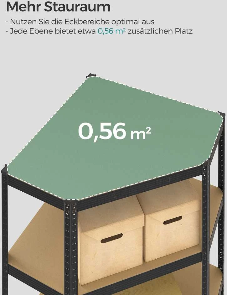 Songmics Kampinės lentynos, kurių keliamoji galia iki 875 kg rašalo juodos-juodos-natūralios smėlio spalvos