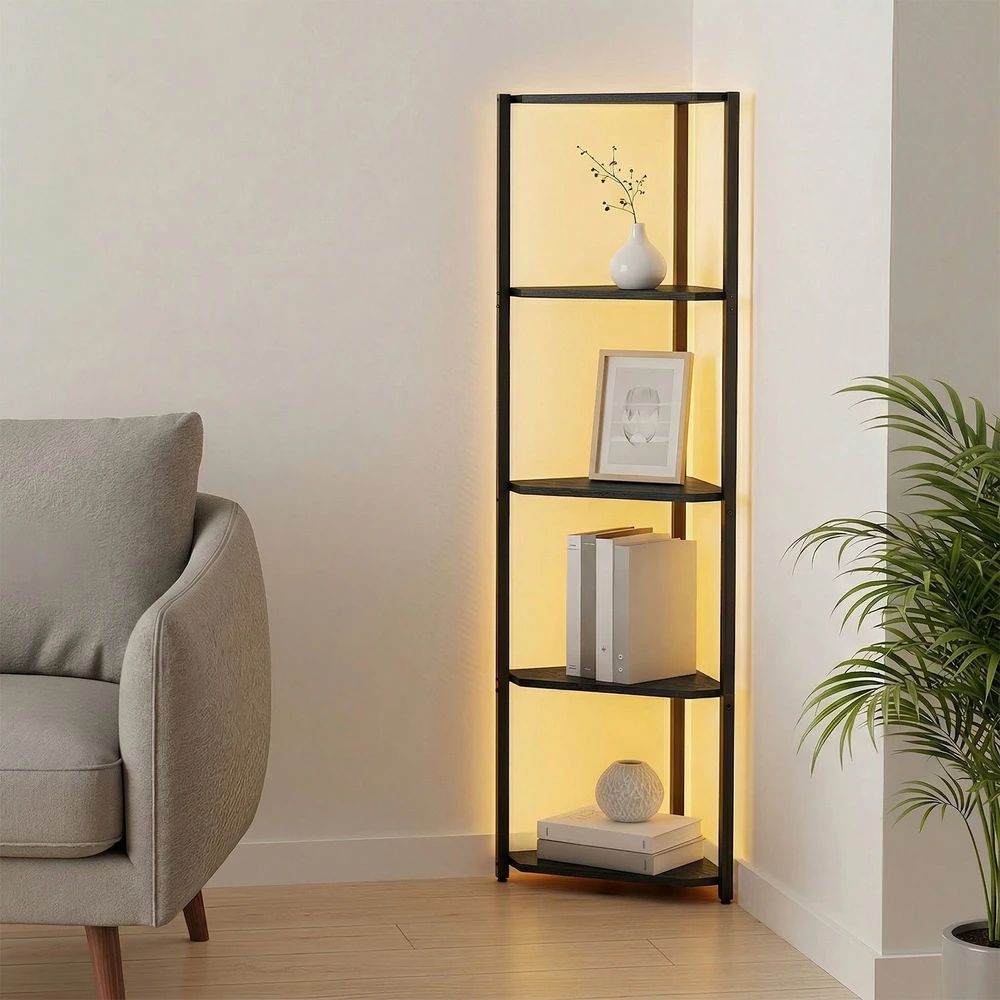 Songmics Kampinė lentyna 24,8 x 48 x 146,6 cm juoda
