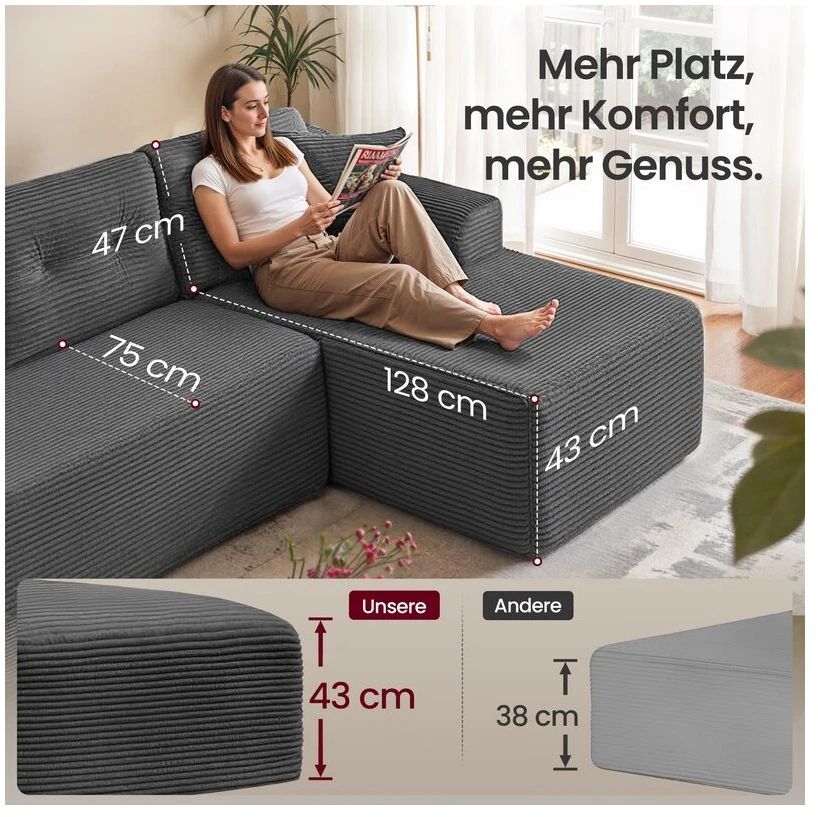 Songmics Kampinė modulinė sofa 244 cm